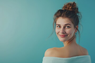 Skincare Model night cream. Well groomed woman uses deep tissue massage, beauty indulgence lip balm, lotion & eye patch. Face cream eucalyptus jar age defiance pot