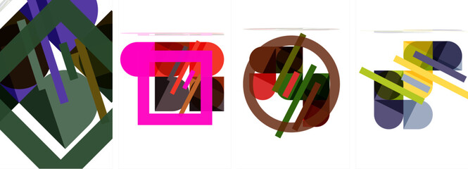 Square and round shape geometric poster set for wallpaper, business card, cover, poster, banner, brochure, header, website