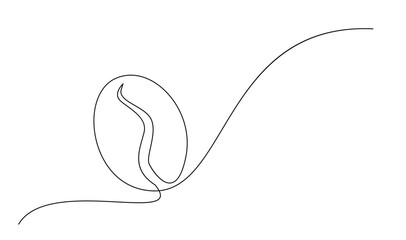 Linear coffee grain background. One continuous line drawing of a coffee bean template