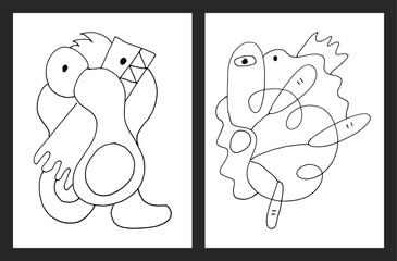 Doodle drawing coloring pages and book for children
