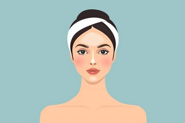Skincare Model image space. Well groomed woman uses foam buoyancy, double cleansing lip balm, lotion & eye patch. Face cream papaya extract jar clarifying pot