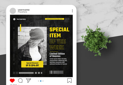 Black And Yellow Grunge Fashion Instagram Post