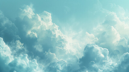 Fototapeta na wymiar Serene Blue Sky and Fluffy Clouds Background