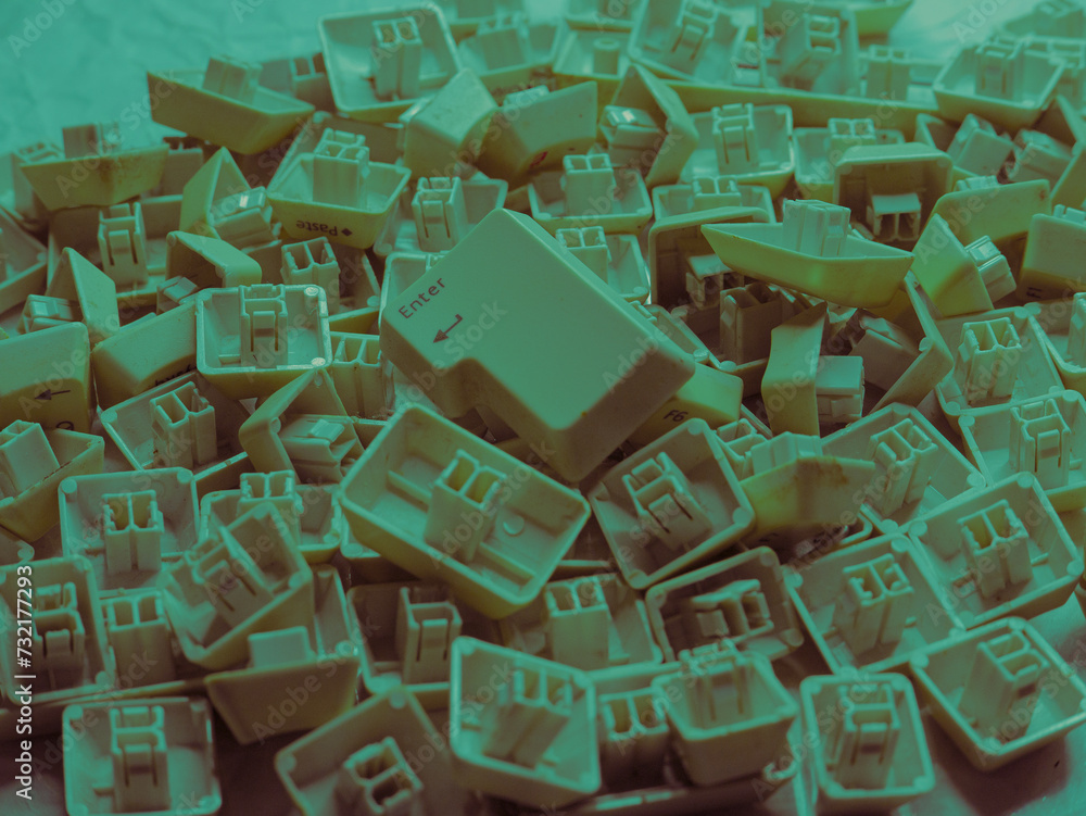 Poster computer keyboard keys close-up retro style