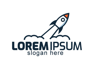 rocket logo, icon or sign. Flat vector
