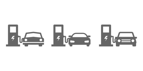 collection of vector icons for petrol filling, electric car charging, gasoline