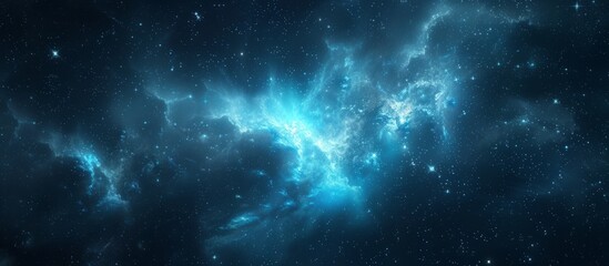 The blue galaxy contains countless stars resembling a watercolor painting in the sky, creating an artistic and electric blue pattern in space.