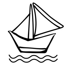 sailboat icon with water wave