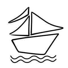 sailboat icon with water wave