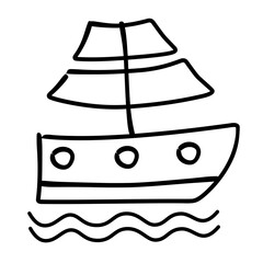 sailboat icon with water wave