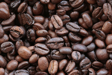 敷き詰められたコーヒー豆の背景素材