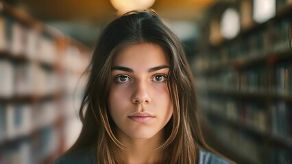Closeup portrait of a college student their face drained and their shoulders heavy. The endless ignments and exams have left them feeling overwhelmed and burnt out, female Standing in Front of a