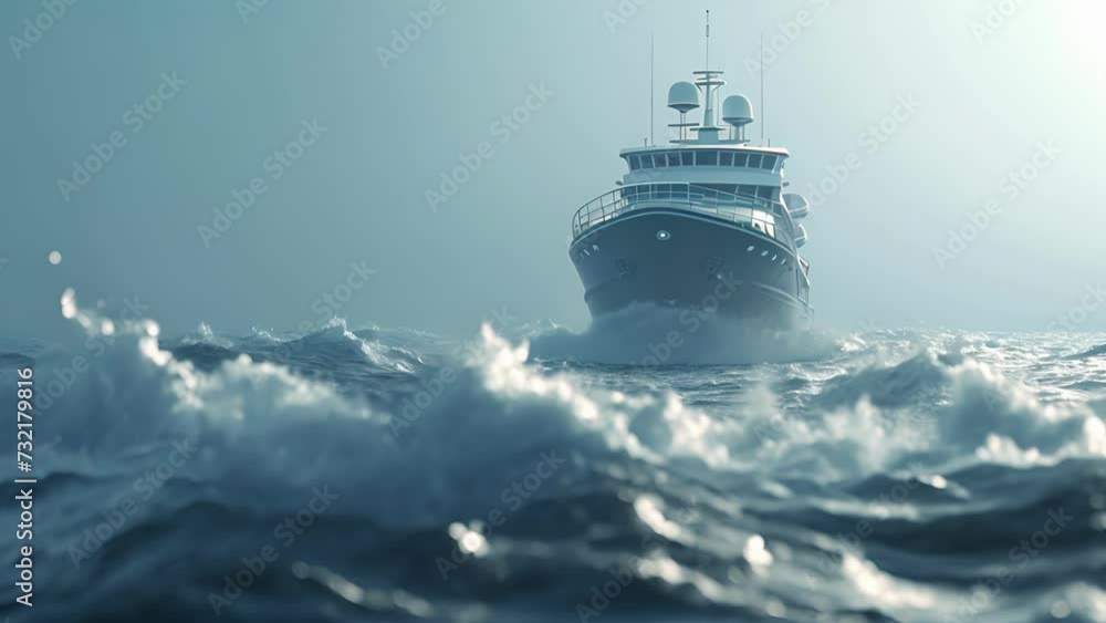 Poster as the winds pick up the captain makes the decision to reduce speed allowing the ship to safely navi