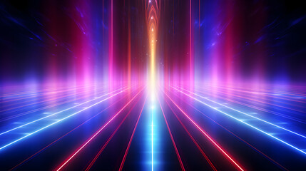 Abstract neon lights background with laser rays and glowing lines
