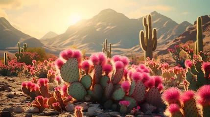 Schilderijen op glas cactus at sunset © Muhammad