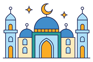 cartoon islamic mosque  vector illustration. background for ramadan kareem, eid mubarak greetings