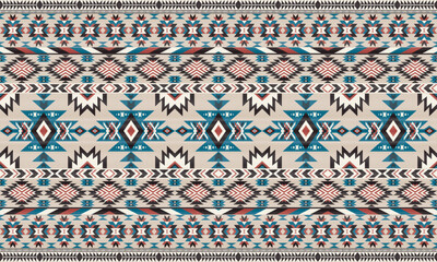 American tribal ethnic native pattern.Traditional Navajo,Aztec,Apache,Southwest and Mexican style fabric pattern.Abstract vector motifs pattern.For fabric,clothing,blanket,carpet,woven,wrap,decoration