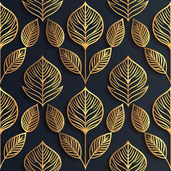 Fototapeta na wymiar Golden Autumn Foliage Seamless Pattern Design with Geometric Elements and Vibrant Colors for Textile, Wallpaper, and Decor