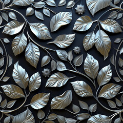 Vector Floral Wave: Seamless Black Line Art Pattern with Feathers and Vintage Ornament, Perfect for Textile, Wallpaper, and Fashion Design