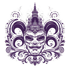 Stamp of New Orleans With Monochrome Purple Color Jazz Instruments an Transparent PNG City Concept...