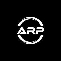 ARP letter logo design with black background in illustrator, cube logo, vector logo, modern alphabet font overlap style. calligraphy designs for logo, Poster, Invitation, etc.