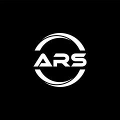 ARS letter logo design with black background in illustrator, cube logo, vector logo, modern alphabet font overlap style. calligraphy designs for logo, Poster, Invitation, etc.