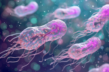 Naklejka premium Parasitic gastroenteritis can be caused by parasites such as Giardia lamblia