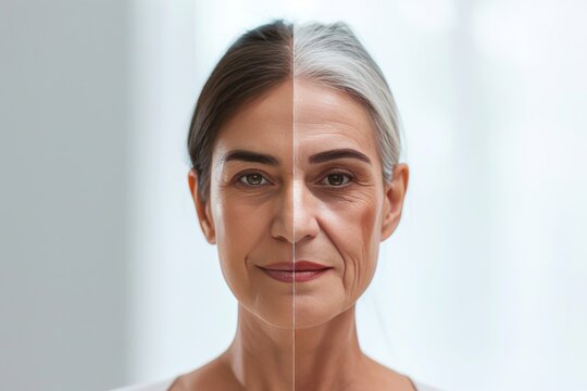 Aging nuts and seeds. Comparison young to old woman emollients. Less Wrinkles, physical exfoliation, hydrated skin, lines through skincare, anti aging cream, facial numbness and face lift