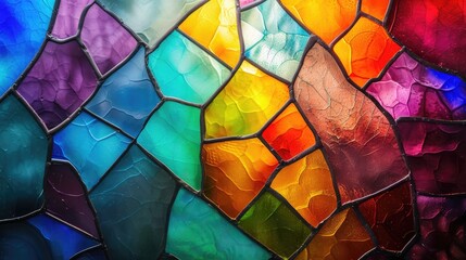 A vibrant background mimicking the beauty of colorful stained glass windows. Ai Generated
