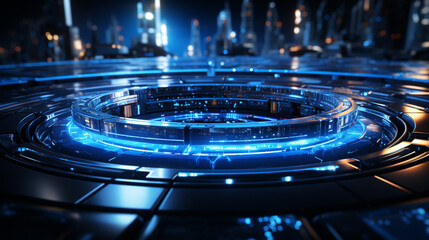 neon blue time connecting hole light background