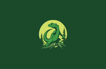 Lizard on forest vector  illustration design