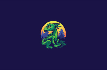 Lizard on forest vector  illustration design