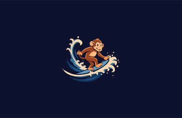 Monkey surfing on sea vector  illustration design