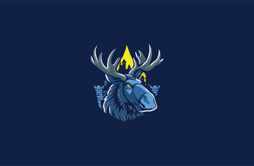 Moose on castle vector illustration design