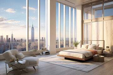 Obraz premium modern bed room with lots of natural light.