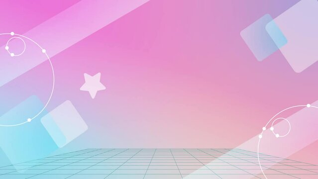 可愛い幾何学模様のサイバー空間　ピンクグラデーション