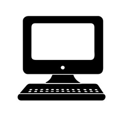 Computer set icon. Motherboard, monitor, system unit, desktop, screen, processor, cpu, work place, laptop, pc working, office. Vector icon in line, black and colorful style on white background