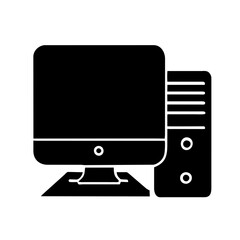Computer set icon. Motherboard, monitor, system unit, desktop, screen, processor, cpu, work place, laptop, pc working, office. Vector icon in line, black and colorful style on white background