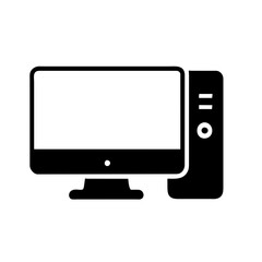 Computer set icon. Motherboard, monitor, system unit, desktop, screen, processor, cpu, work place, laptop, pc working, office. Vector icon in line, black and colorful style on white background