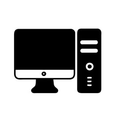 Computer set icon. Motherboard, monitor, system unit, desktop, screen, processor, cpu, work place, laptop, pc working, office. Vector icon in line, black and colorful style on white background