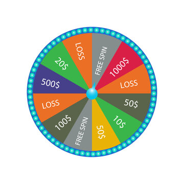 Lucky wheel free fortune spin casino game vector background