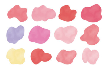 抽象的な　ぐにゃぐにゃ　色々な形　模様　素材　 春色　暖色　カラフル　セット