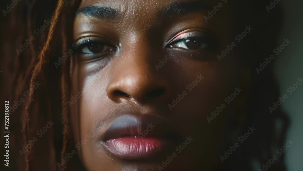 Poster closeup of a transgender person their face a mix of vulnerability and strength as they continue to n