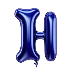 Indigo metallic H alphabet balloon Realistic 3D on white background