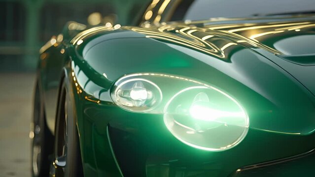 The signature squaredoff headlights of a British sports car a symbol of its sophisticated and refined heritage.