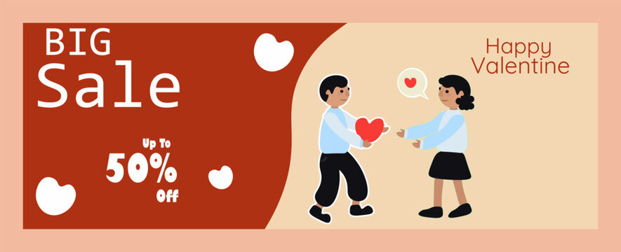 Valentine day sale,vector ilustration.Social media banner sale.