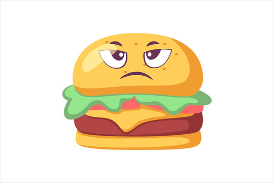 Cute Burger Funny Flat Sticker Design