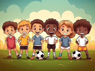 Soccer Football Team cartoon character for children sport concept, Generative Ai - 732196434