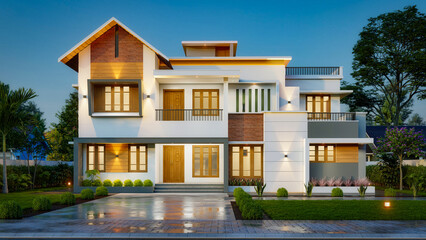 3d illustration of a newly built luxury home