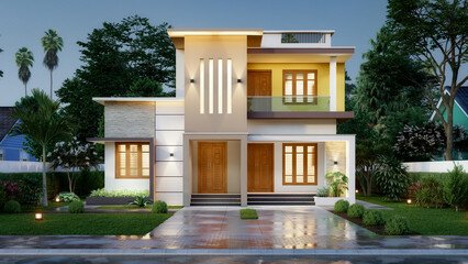 Fototapeta premium 3d illustration of a newly built luxury home